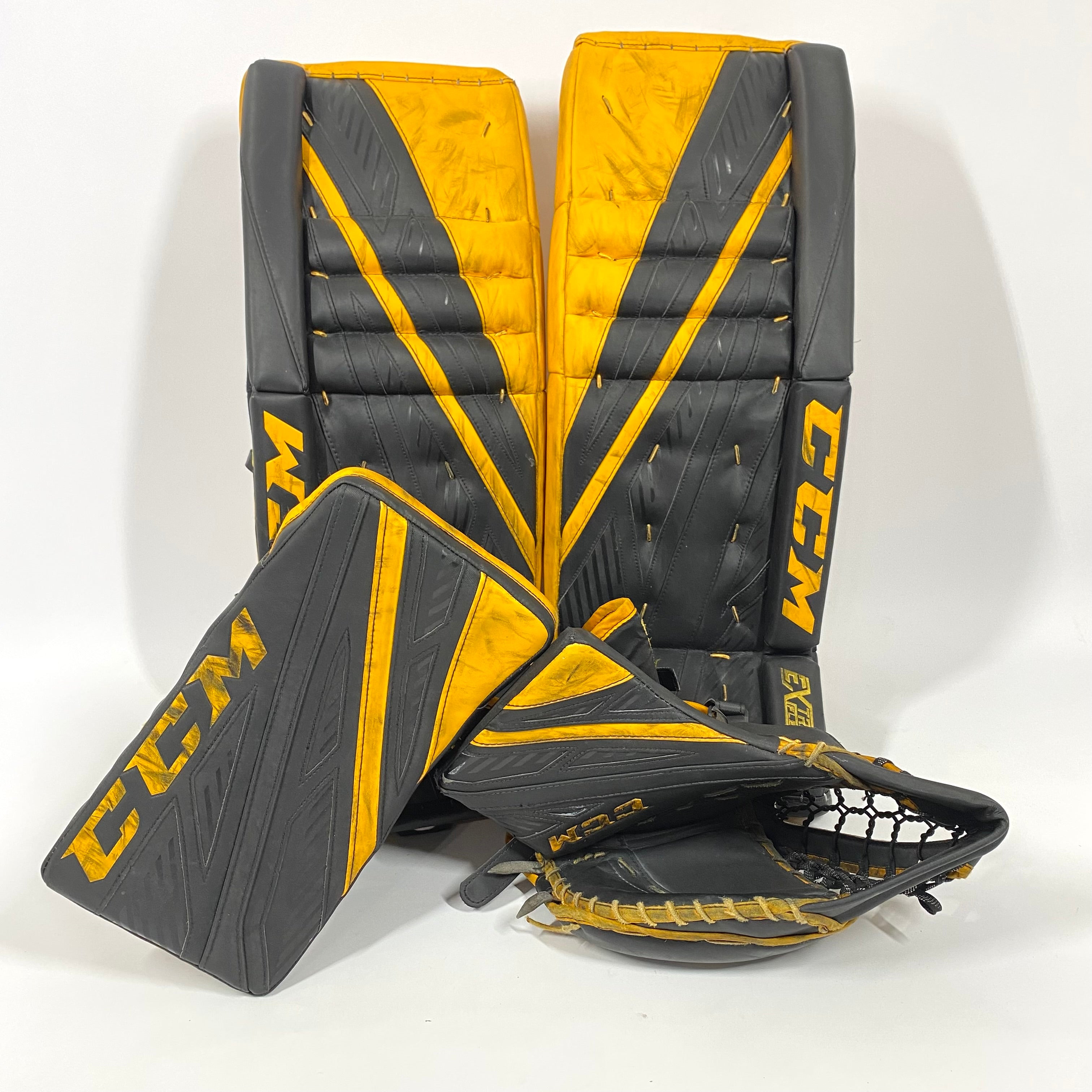CCM Extreme Flex IV - Ensemble complet de gardien de but Pro Stock d'occasion (noir/jaune)